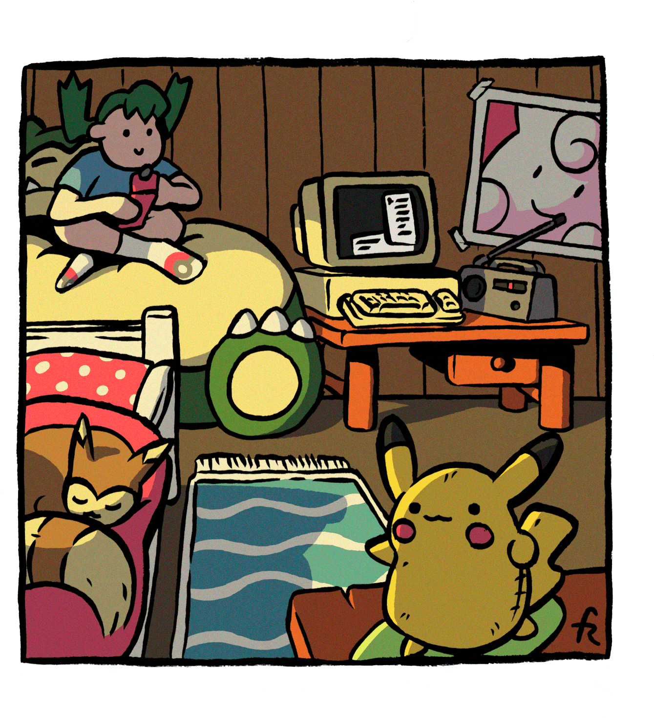 Encounter With Cyndaquil Your Room In Pokemon Gold - Cartoon (1535x1535), Png Download