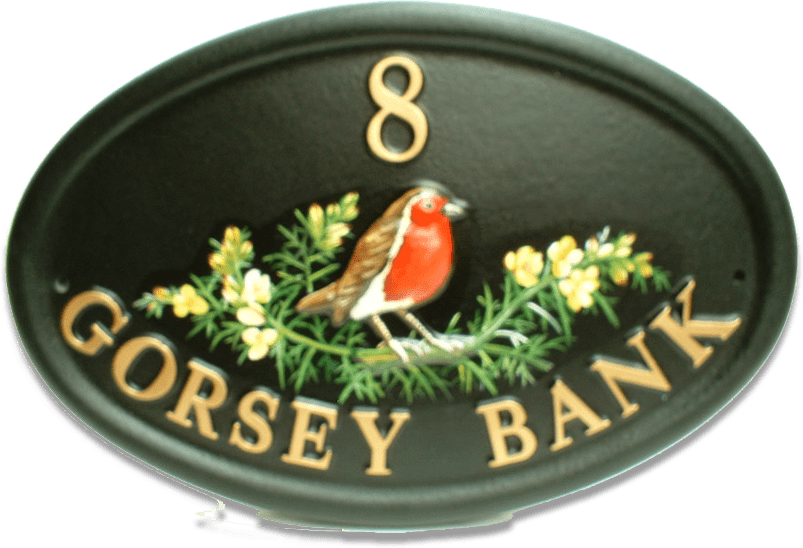 Robin With Gorse House Sign - European Robin (803x548), Png Download
