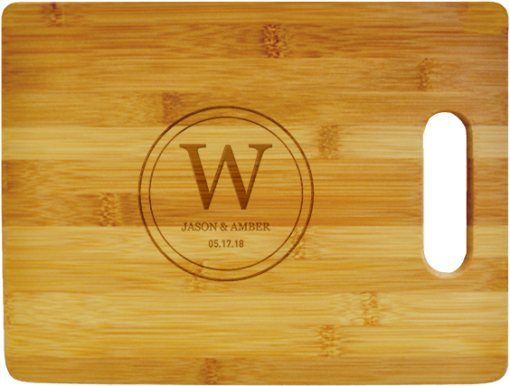 Double Circle Monogram Small Cutting Board - Plywood (600x600), Png Download