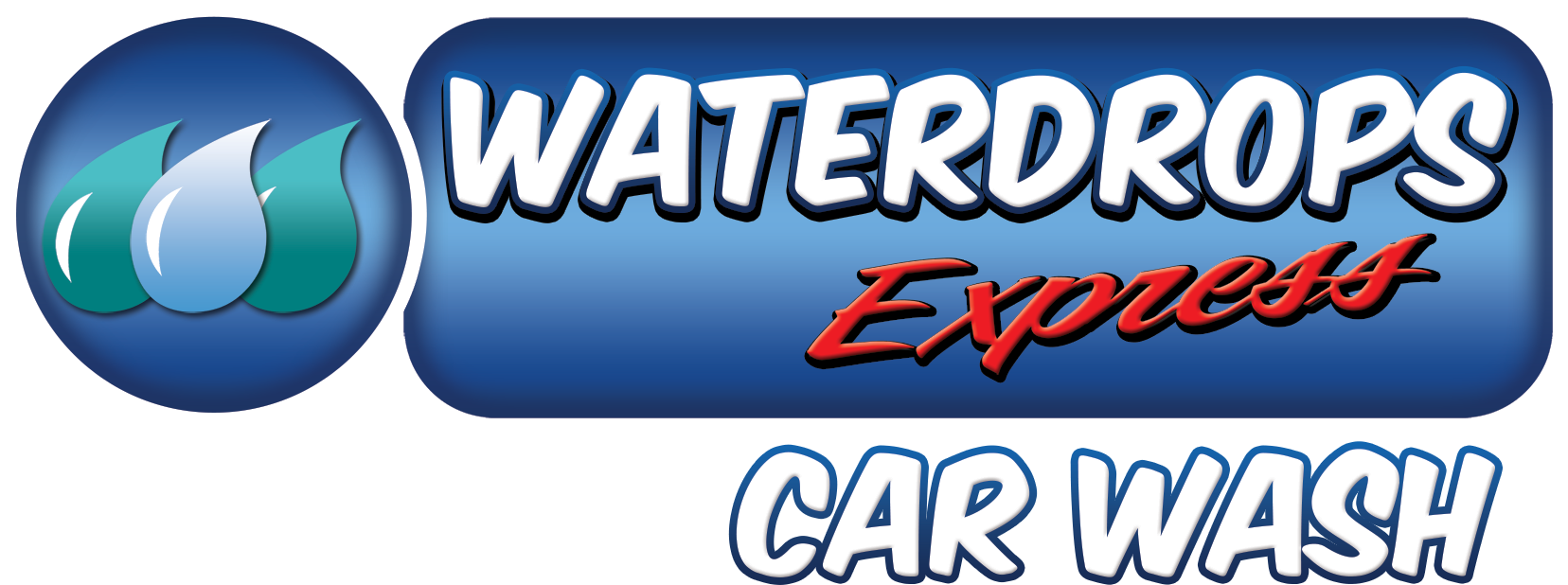 Waterdrops Express Car Wash (1800x716), Png Download