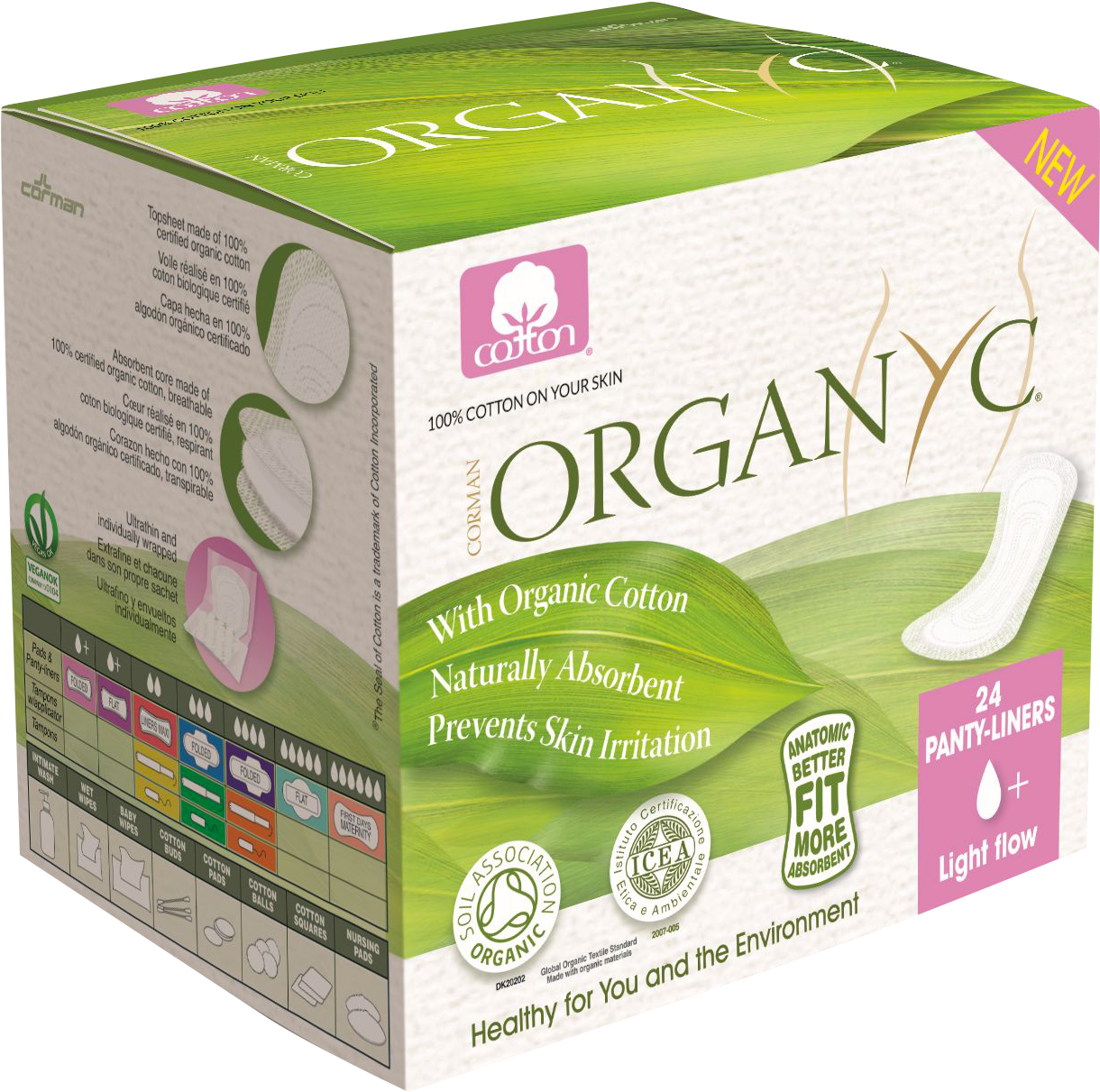 Organ C Panty Liners With Organic Cotton Folded, - Pantyliner (1812x1772), Png Download