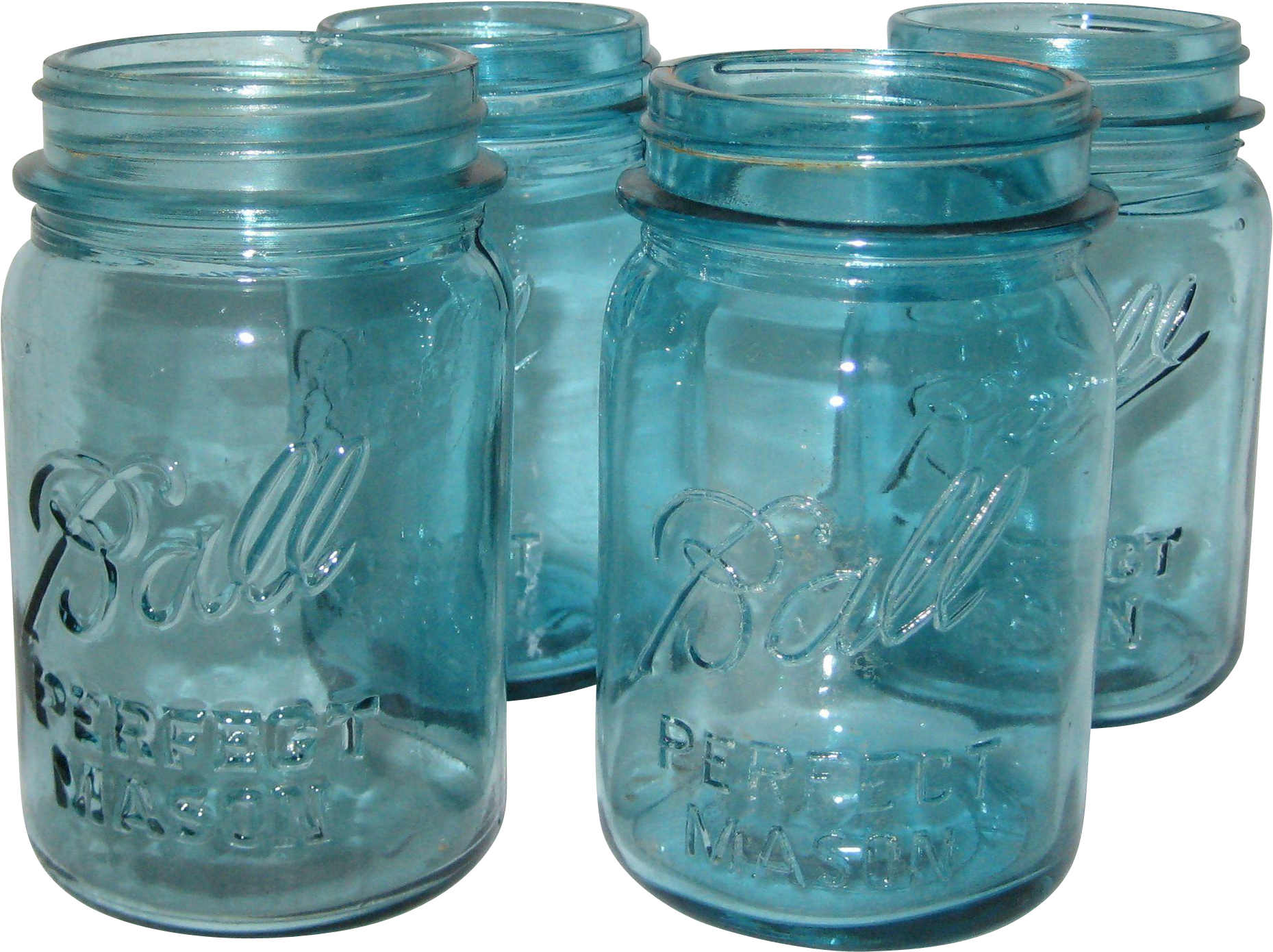 Four Ball Perfect Aqua Pint Canning Or - Glass Bottle (1858x1858), Png Download