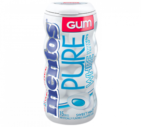Mentos Pure Gum White Sweet Mint Flavor Buy It At - Diet Soda (600x541), Png Download