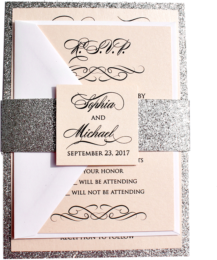 Blush Love Story Invitation - Calligraphy (1018x1020), Png Download