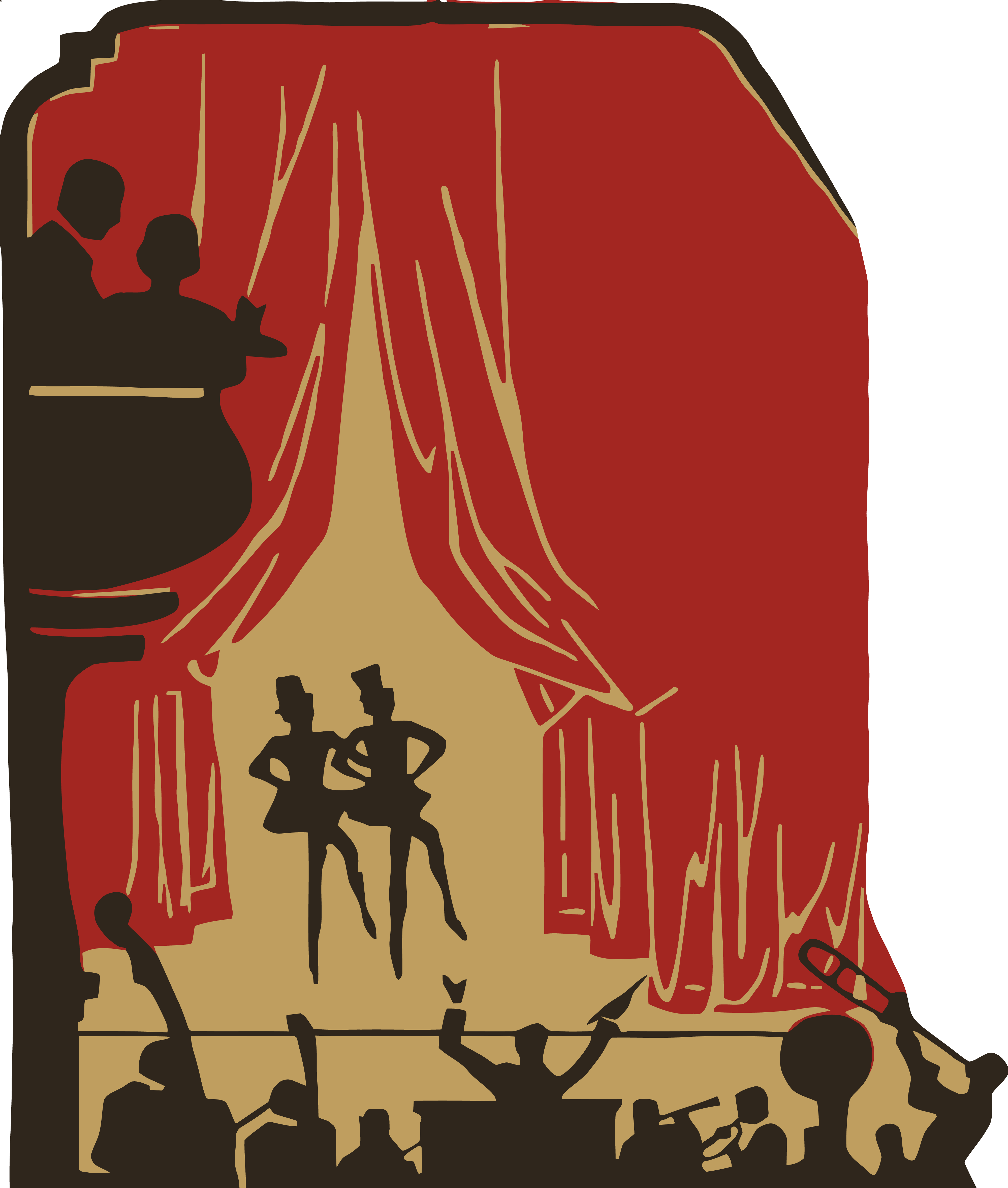 Free Clipart Of A Crowd Of Silhouetted People And A - Clip Art Musical Theatre (4000x4712), Png Download