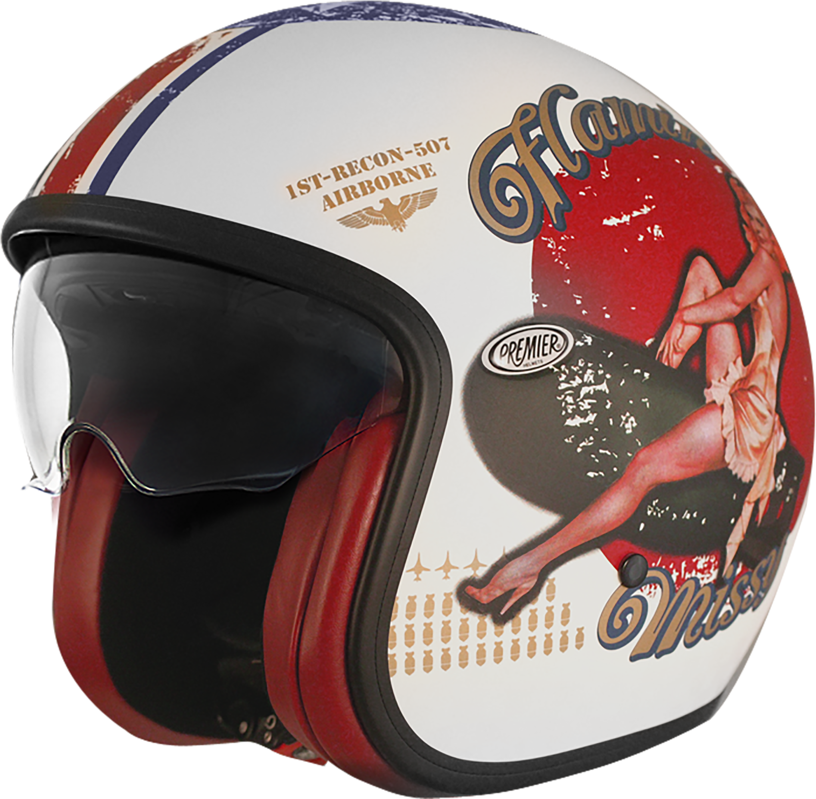 Vintage Pin Up Military, Helmet, Premier Helmets - Premier Helmets Vintage (1772x1772), Png Download