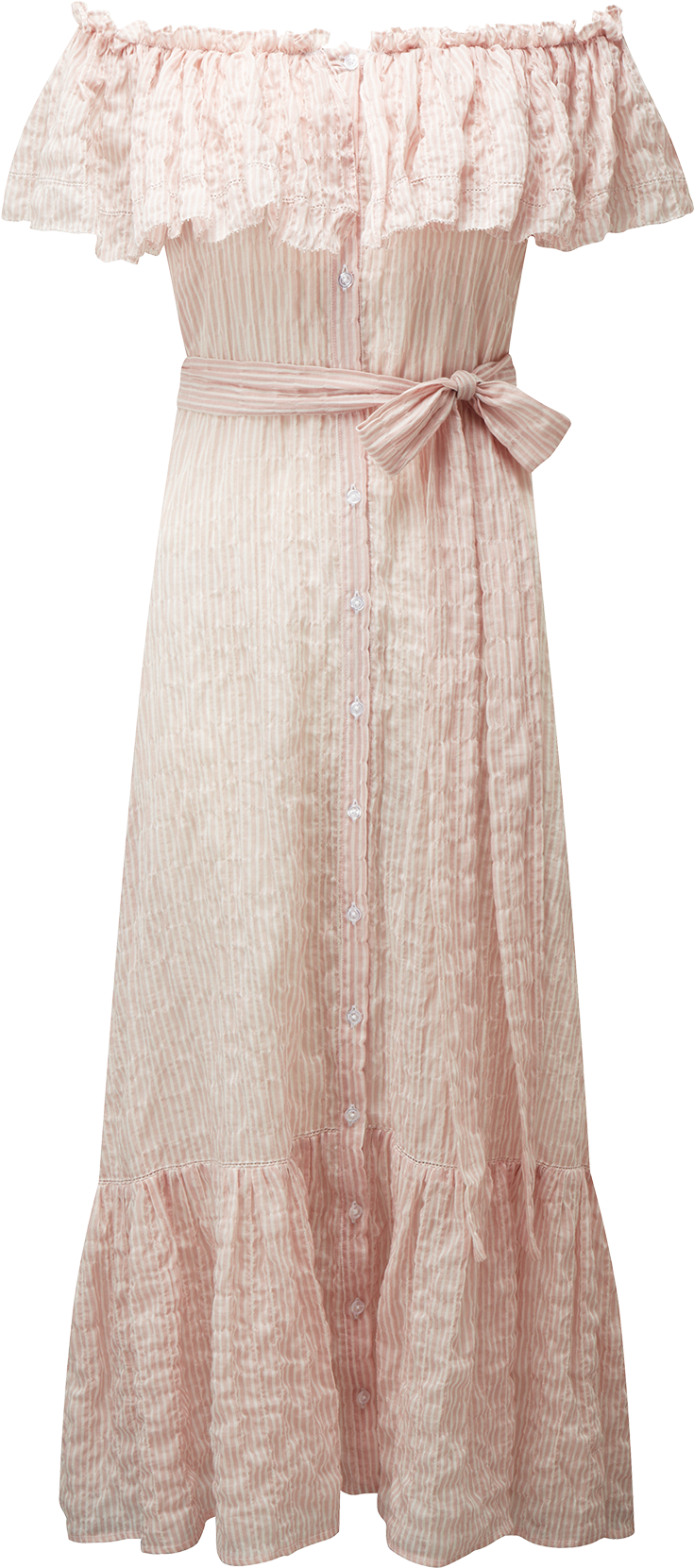 Mira Button Down Dress Pink Striped Crinkle Front V=1543620861 - Gown (1200x1740), Png Download