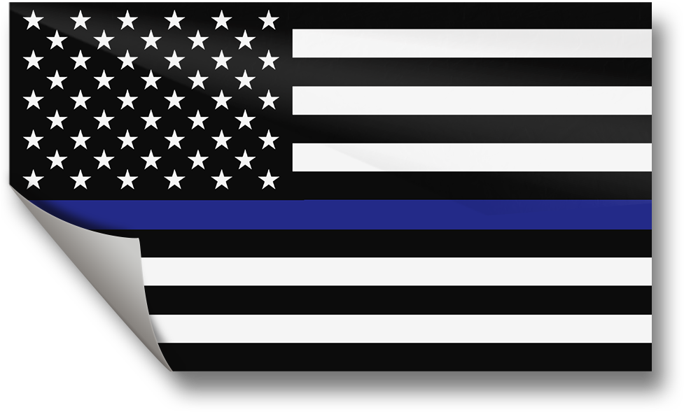 Thin Blue Line Flag Sticker - Black White Red Blue American Flag (978x651), Png Download