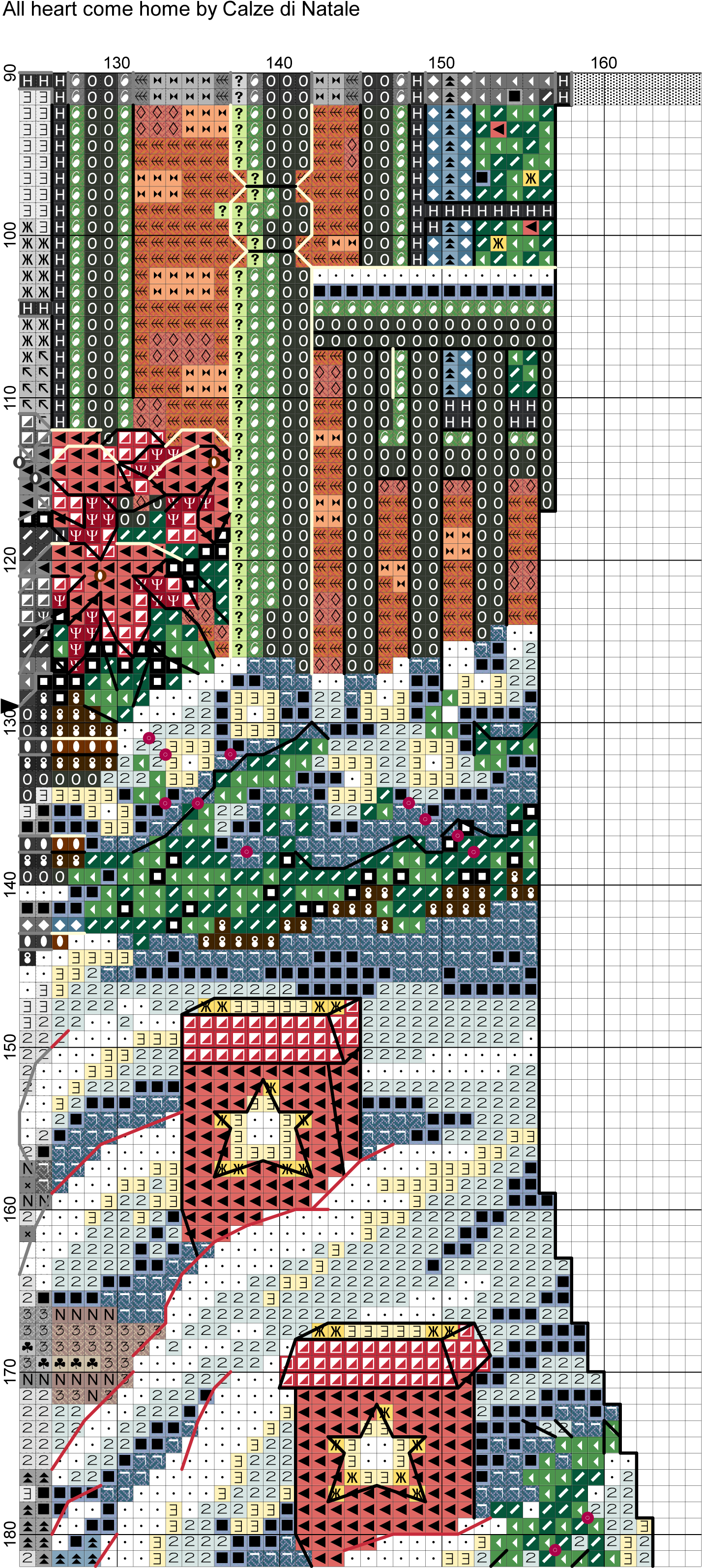 All Hearts Come Home 7 Cross Stitch Christmas Stockings, - Cross-stitch (1469x3213), Png Download