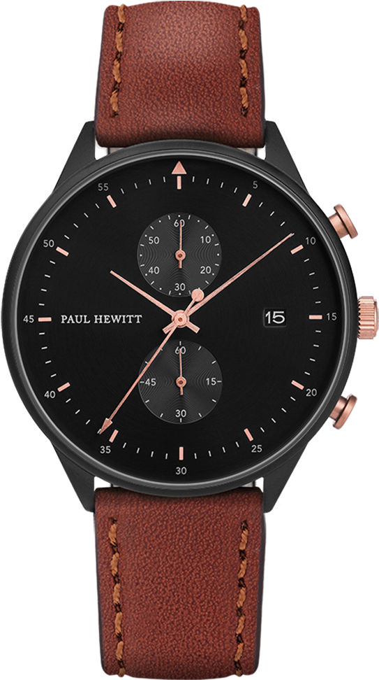 Watch Chrono Line Black Sunray Ip Black/rose Gold Leather - Ph Cb Bsr 1m (1000x1000), Png Download