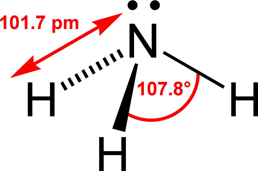 Ammonia 2d Dimensions - Nh3 Räumliche Struktur (1100x764), Png Download