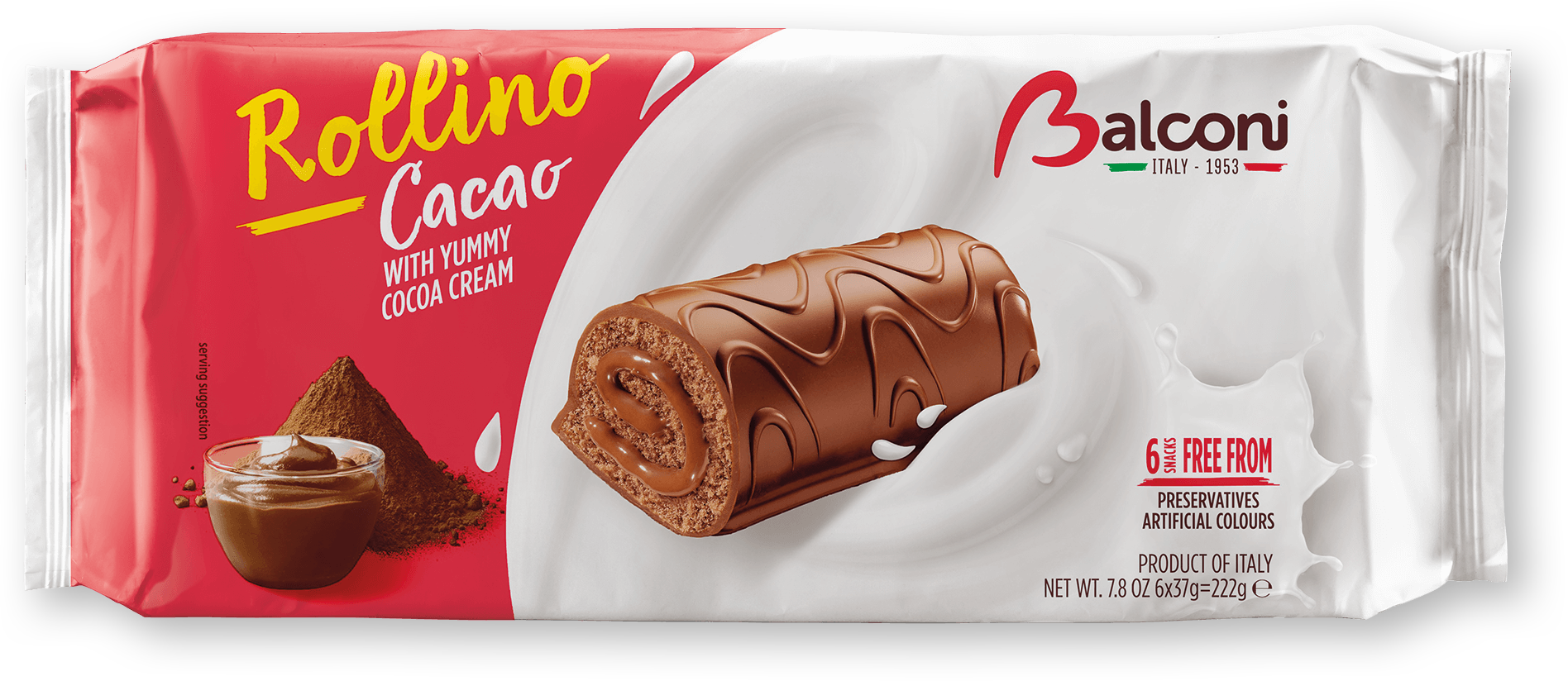 Discover Rollino Cocoa - Chocolate (1896x824), Png Download