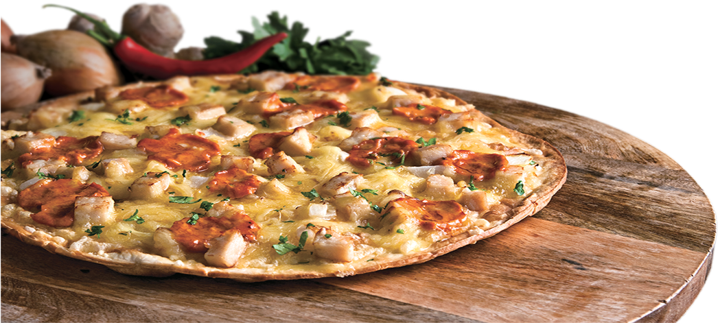 Extra Thin Crust - Thin Crust Pizza Png (1049x480), Png Download