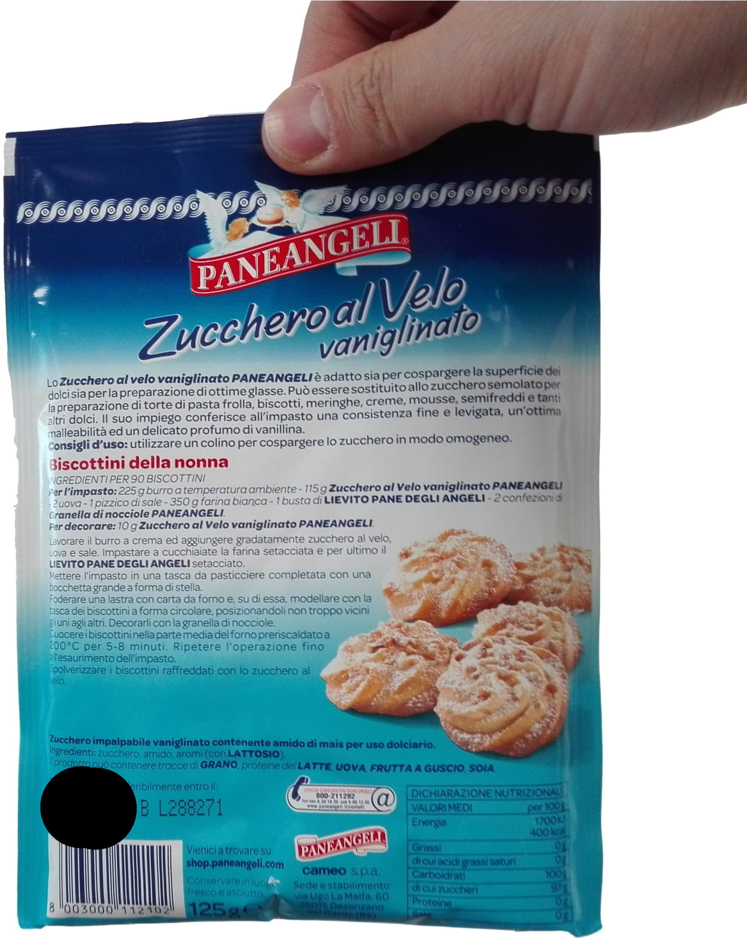 Paneangeli Icing Sugar Gr 125 With Vanilla X - Paneangeli (2000x2000), Png Download