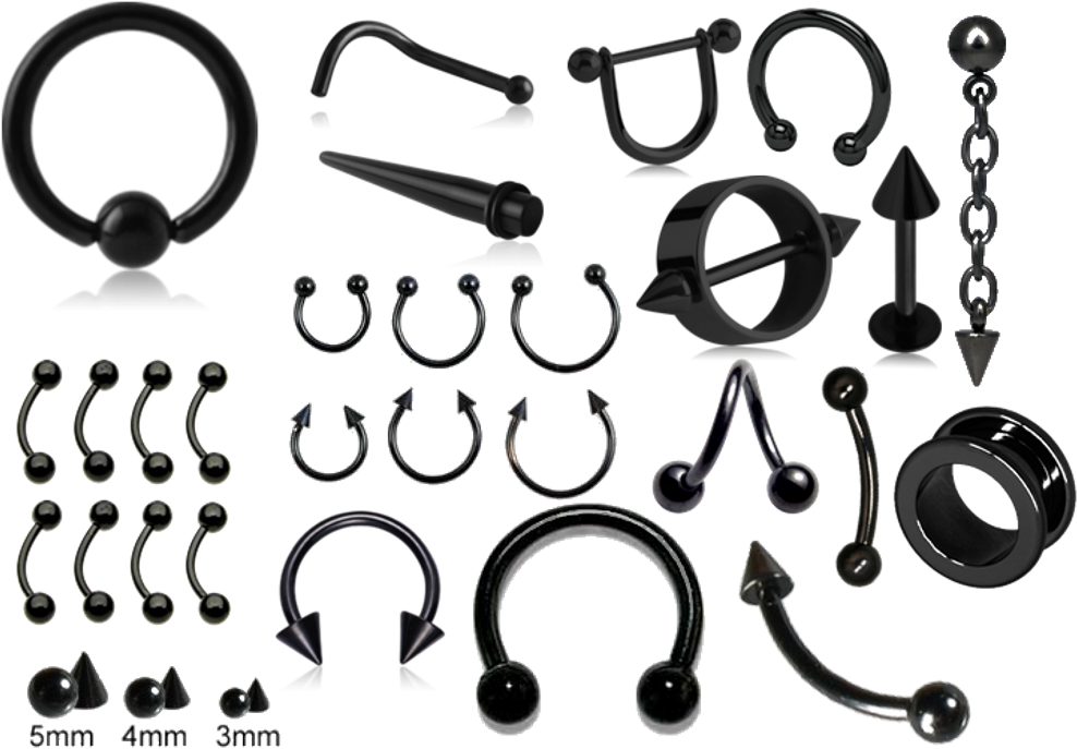 #piercing #piercings #black #steel #titanium #goth - Monochrome (1024x740), Png Download