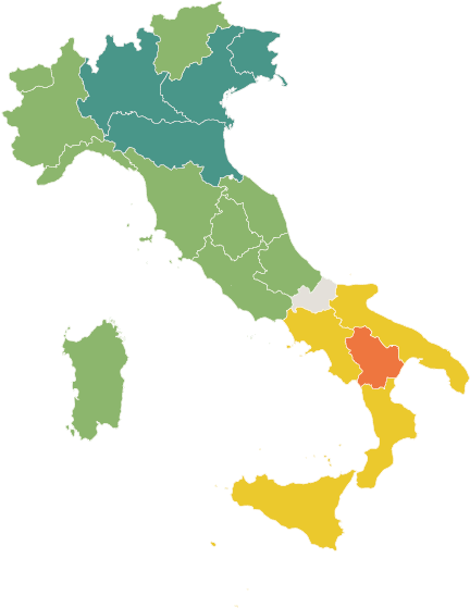 Proficiency By Region And City - Map Of Italy (834x834), Png Download
