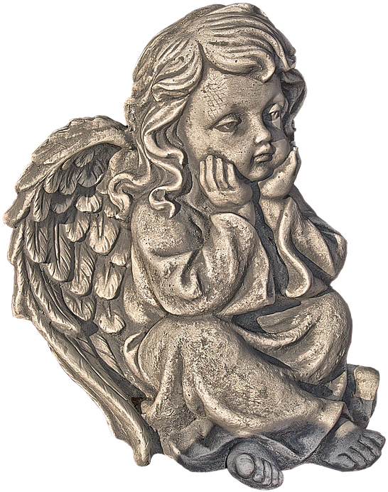 Figure, Angel, Cherub, Wing, Female, Thoughtful - Carving (578x720), Png Download