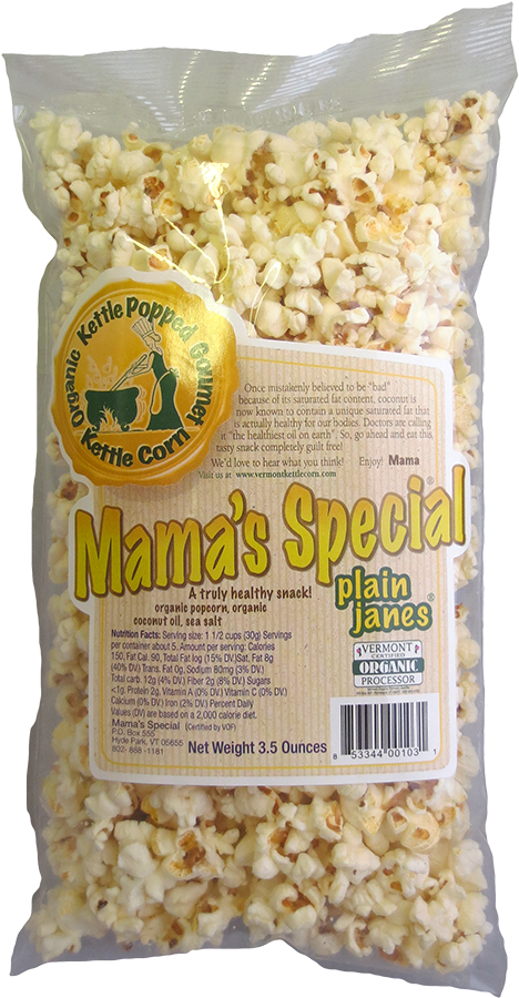 Mama's Special Organic Plain Janes - Kettle Corn (500x944), Png Download