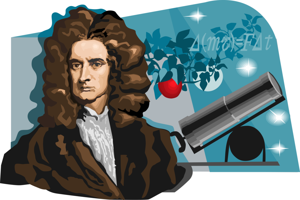 Vector Illustration Of Sir Isaac Newton, English Mathematician, - Sir Isaac Newton (1046x700), Png Download