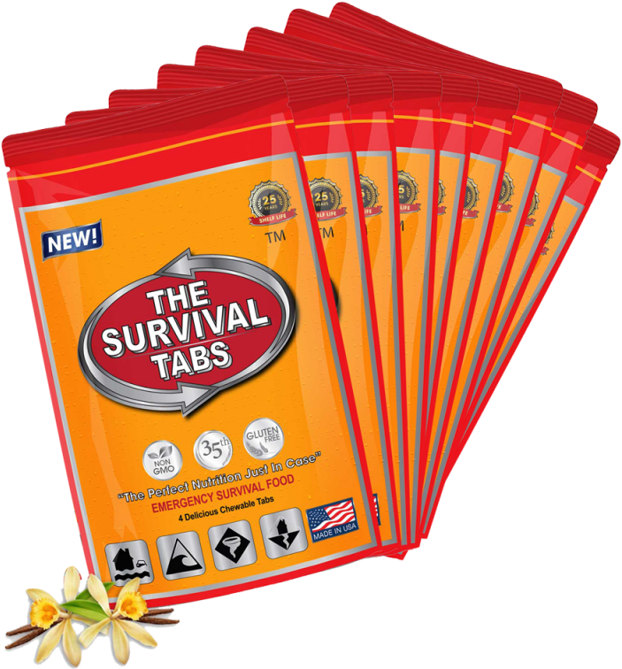Survival Tabs 3 Day Food Supply 36 Tabs Vanilla Flavor - Coquelicot (800x800), Png Download