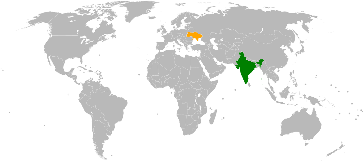 India Ukraine Relations - India To New Zealand Map (1200x553), Png Download