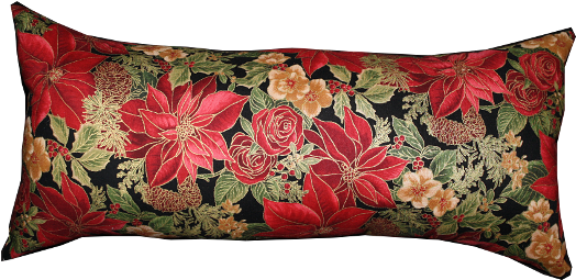 Decorative Pillow 10" X 20" Red Printed With Poinsettia - Cushion (600x543), Png Download