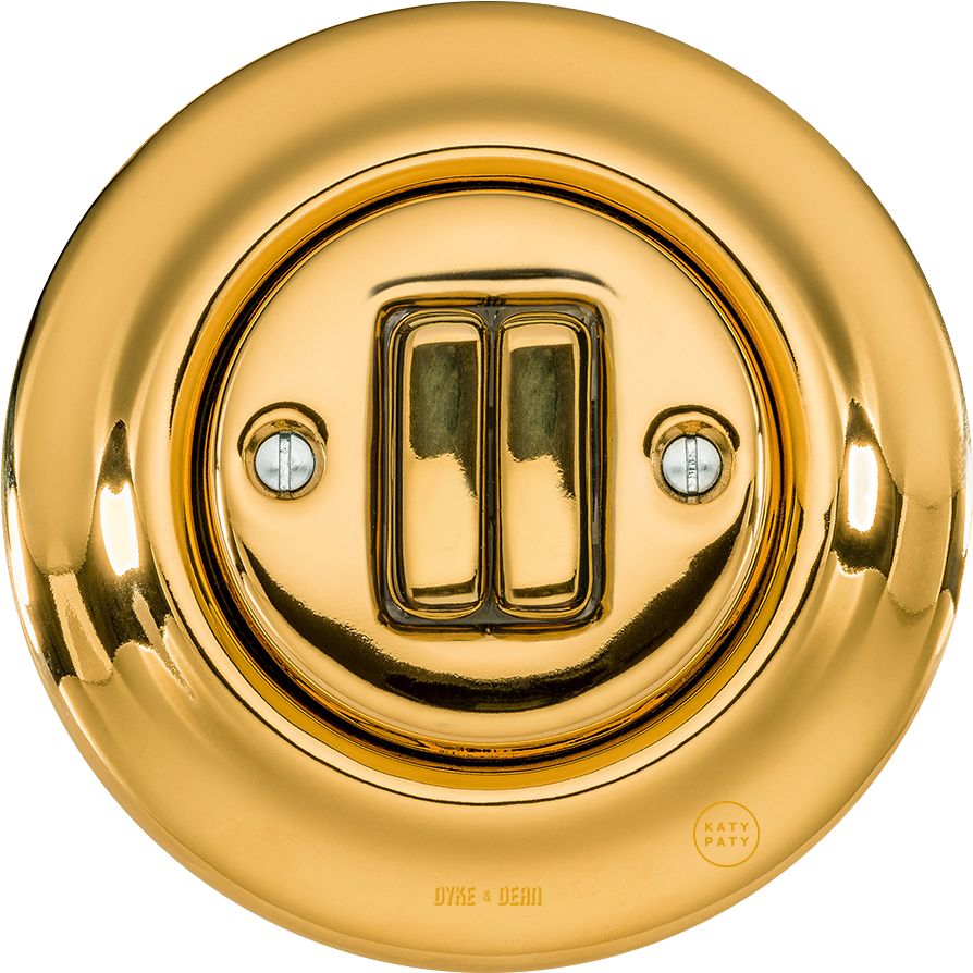Porcelain Wall Switch Gold Double - Latching Relay (900x900), Png Download