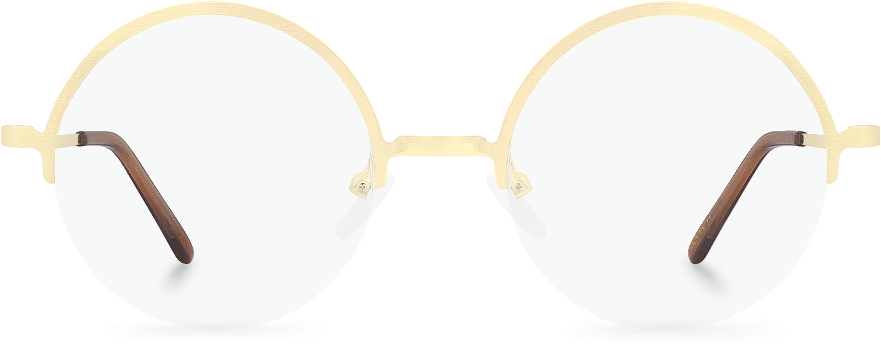 Front View Of John Round Glasses Made From Gold Metal - Glasses (1800x1200), Png Download