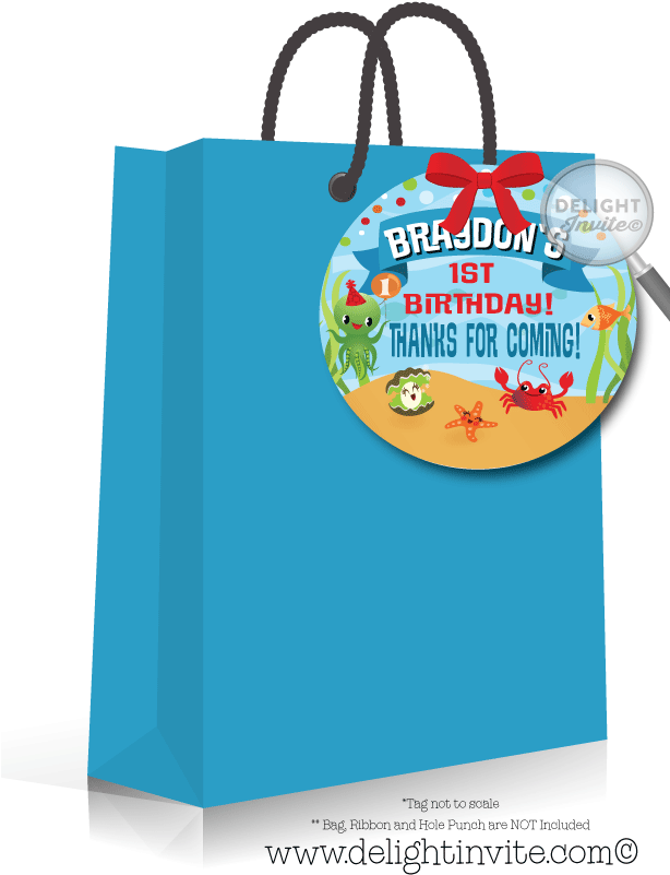 Under The Sea 1st Birthday Favor Tags - Thank You Tag Birthday Under The Sea (613x822), Png Download