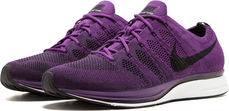 Nike Flyknit Trainer Night Purple Black White Ah8396 - Sneakers (1000x600), Png Download