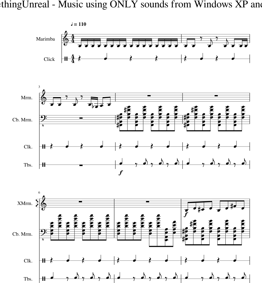 Music Using Only Sounds From Windows Xp And 98 2 Sheet - Sheet Music (850x1100), Png Download