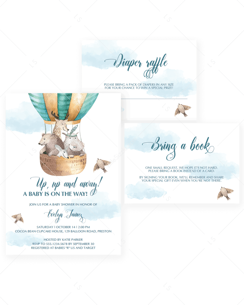 Hot Air Balloon Baby Shower Printable By Littlesizzle - Hot Air Balloon Baby Shower Png (819x1024), Png Download