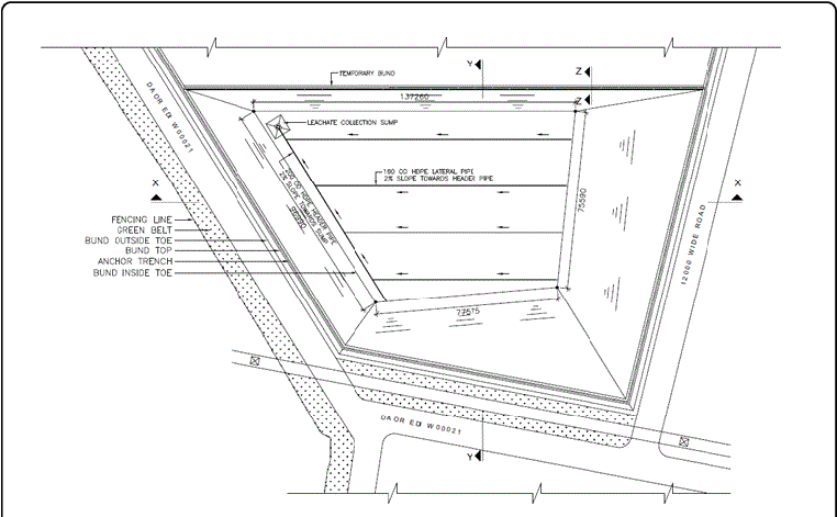 Mavallipura Landfill Plan Showing Leachate Network - Technical Drawing (769x474), Png Download