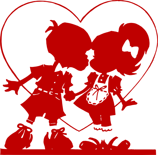 Red Valentine Kiss Clip Art At Clker - Hugs And Kisses For Him (600x587), Png Download