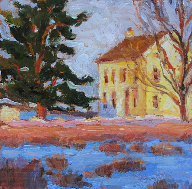 Yellow House In Snow - House In Snow (800x800), Png Download