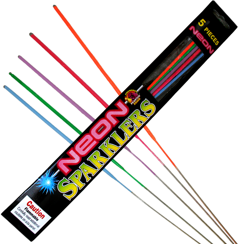 Neon Sparkler 5pc Bag - Sparklers Fireworks (500x500), Png Download