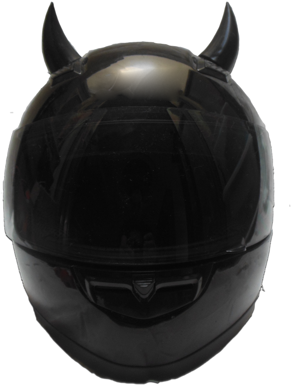 Black Helmet Devil Horns Larger Image - Motorcycle Helmet (666x842), Png Download