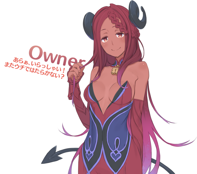 1girl Braid Breasts Character Name Cleavage Dark Skin - Summon Night 5 (641x565), Png Download