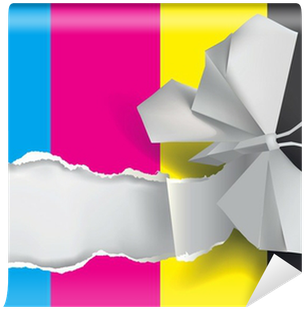 Origami Butterfly Ripping Paper With Print Colors Wall - Paper (400x400), Png Download
