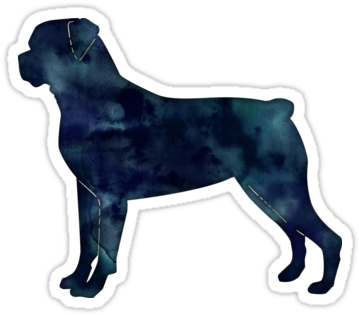 Rottweiler Black Watercolor Silhouette By Tripoddogdesign - Rottweiler (375x360), Png Download