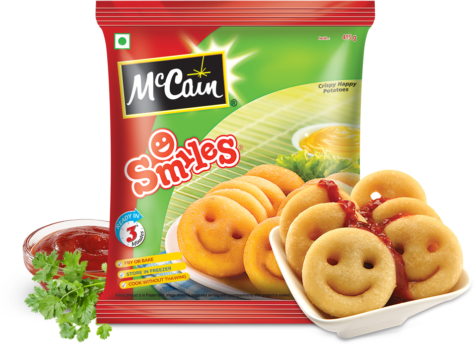 Mccain Crispy Happy Potatoes Smiles - Mccain Fries (973x701), Png Download