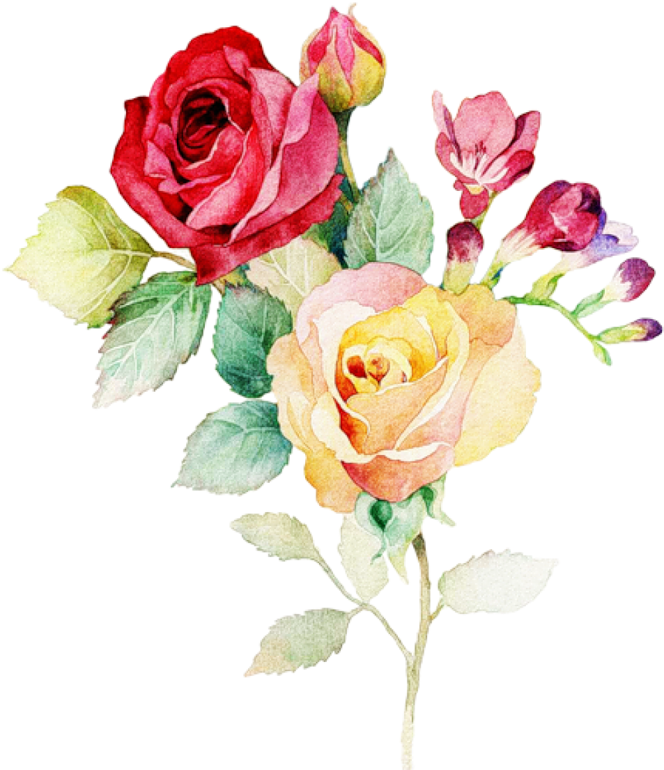 Watercolor Flower Bouquet Png (982x1108), Png Download