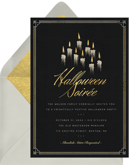 Sleepy Hollow Greenvelope Flickering Flame Invitations - Calligraphy (550x701), Png Download