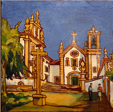 Igreja Dos Terceiros, Ponte De Lima - Painting (940x450), Png Download
