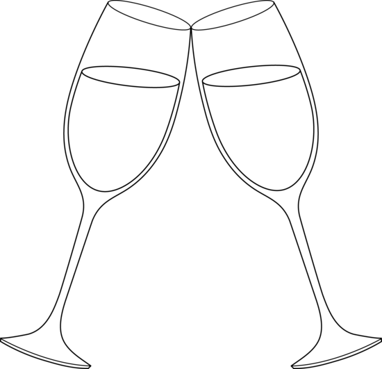 Champagne Glass Wine Toast Clipart Kid - Champagne Glasses Line Art (550x531), Png Download