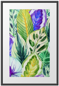 Tropical Leaves Framed Poster - Art Print: Tanycya's Watercolor Parrots Seamless Pattern (400x400), Png Download
