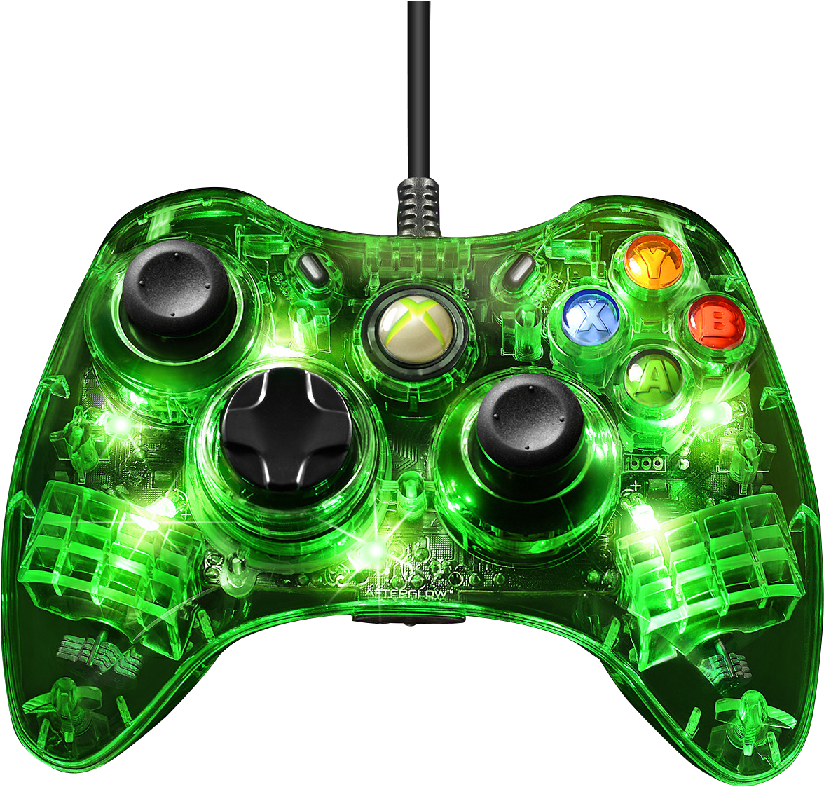 Afterglow Green Light - Pdp Afterglow Wired Controller For Xbox 360 - Green (1300x1300), Png Download