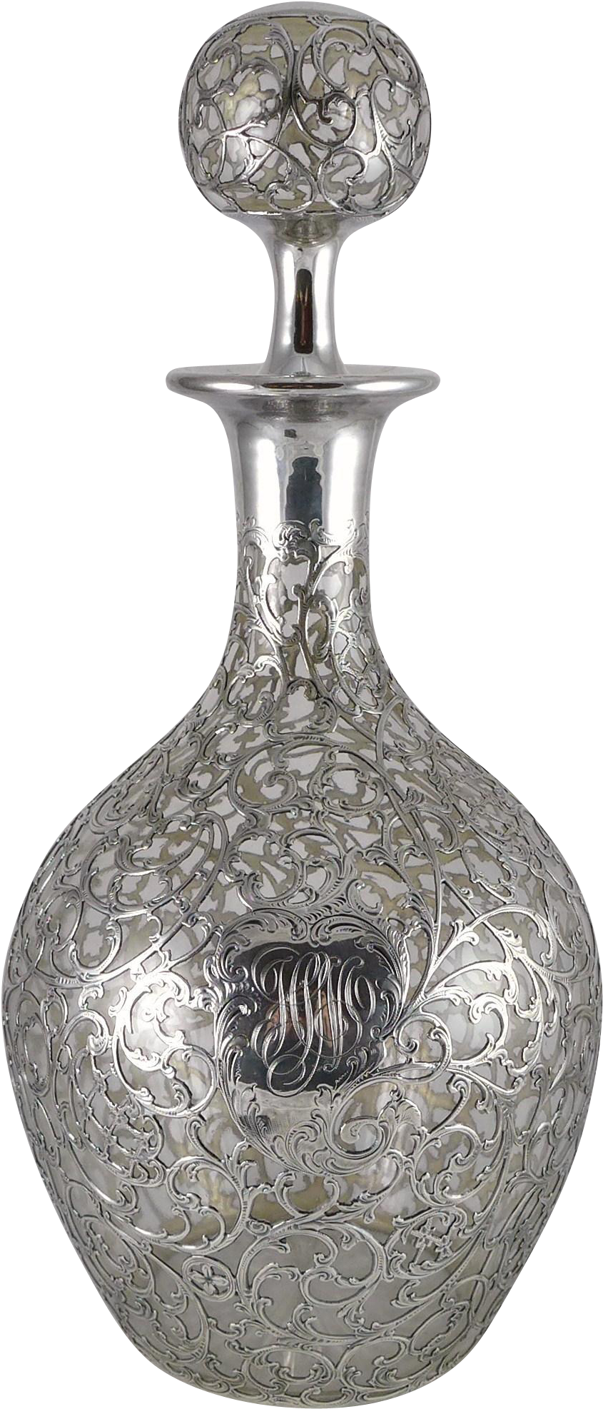 Antique Solid Silver Overlay Decanter By Black, Starr - Glass Bottle (1973x1973), Png Download