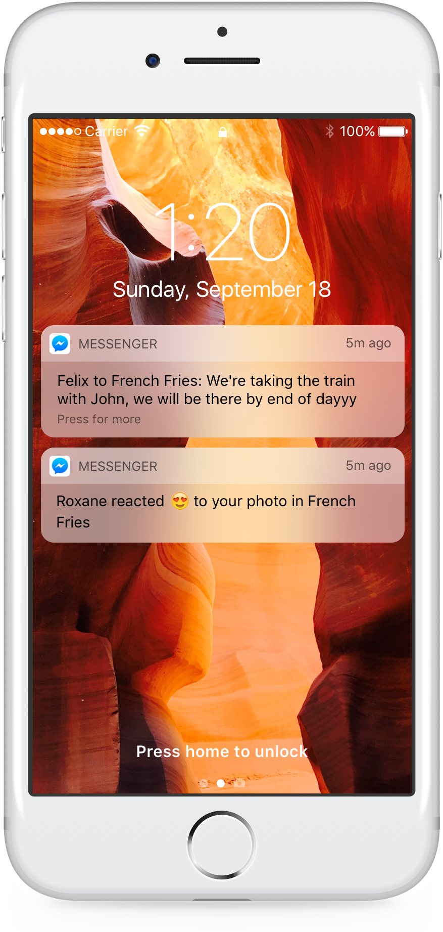 Facebook - Facebook Messenger Reaction Notification (958x1880), Png Download