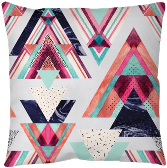 Triangles With Aztec Ornament, Watercolor, Doodle, - Watercolor Painting (400x400), Png Download